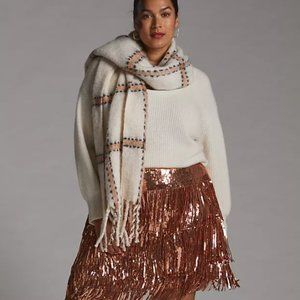 Maeve Fringed Sequined Mini Skirt NWT